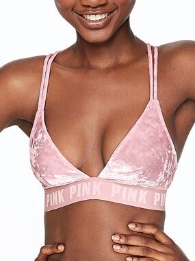 Victoria's Secret PINK Velvet Triangle Bralette in Blush